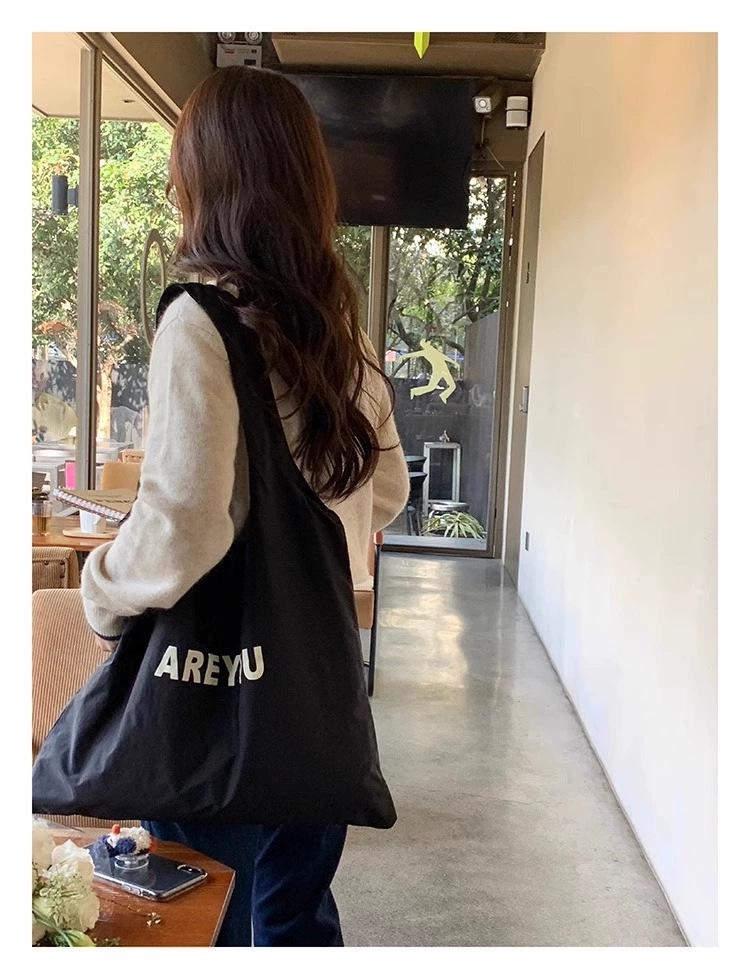 2024 Women's Large Capacity Letter Print Shoulder Bag - Trendy, Versatile, and Fresh Cloth Shopping Bag