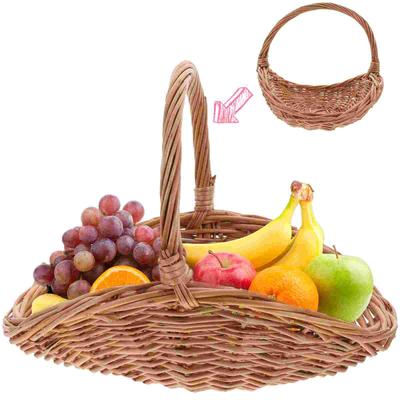 Cesta Trançada de Vime Cesta de Presente de Salgueiro Frutas Piquenique Páscoa Doces Cesta de Servir Alças Rattan Cesta de Armazenamento de Alimentos Casamento