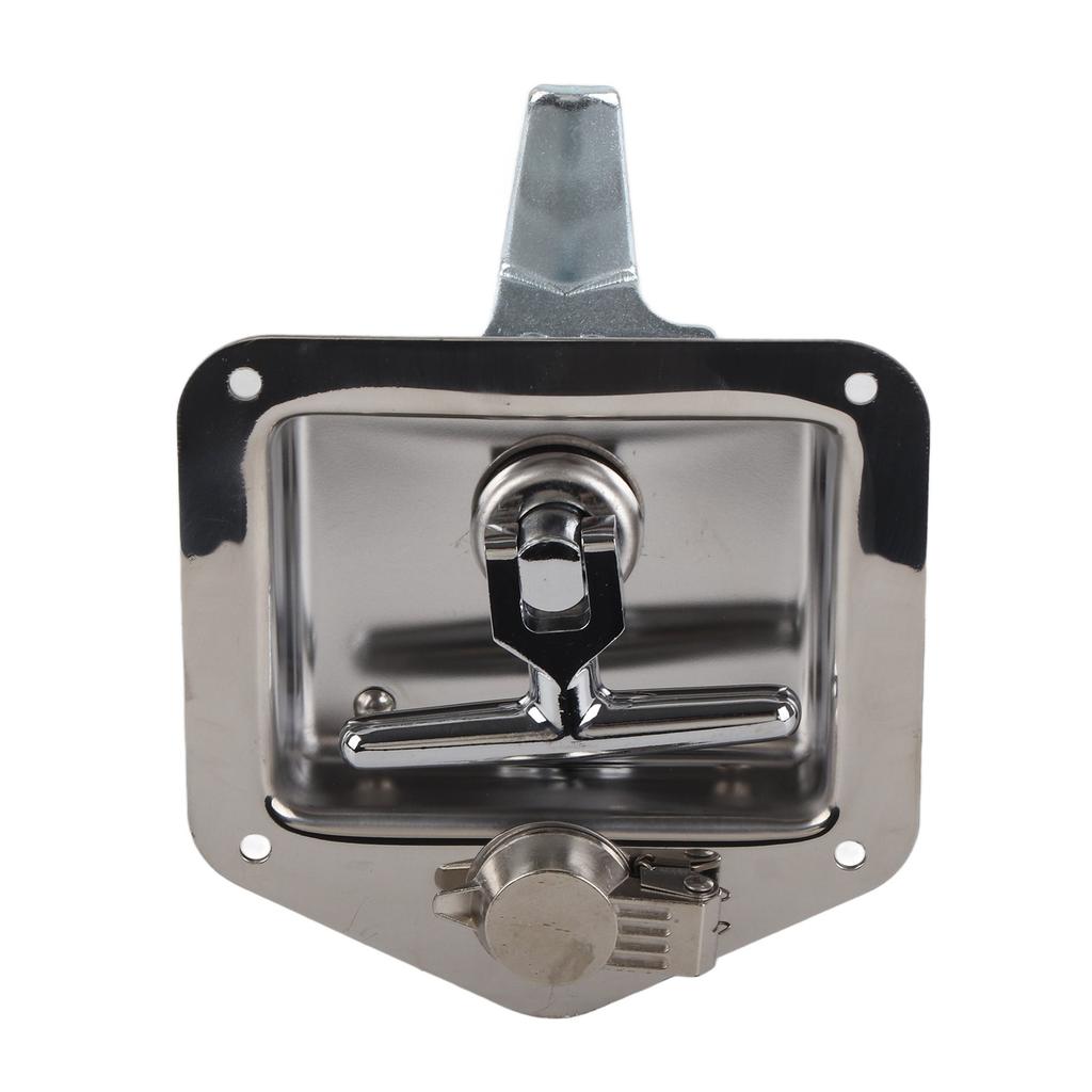 Polished Stainless Steel Toolbox Lock T Handle Latch Foldable Trailer Door Latch for Truck RV Camper