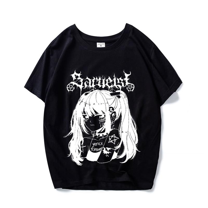 Harajuku Anime Frauen T Shirt Lose Übergroßen T Shirt Weibliche Kleidung Sommer Grafik Top für Cartoon T Shirt Japanische Streetwear