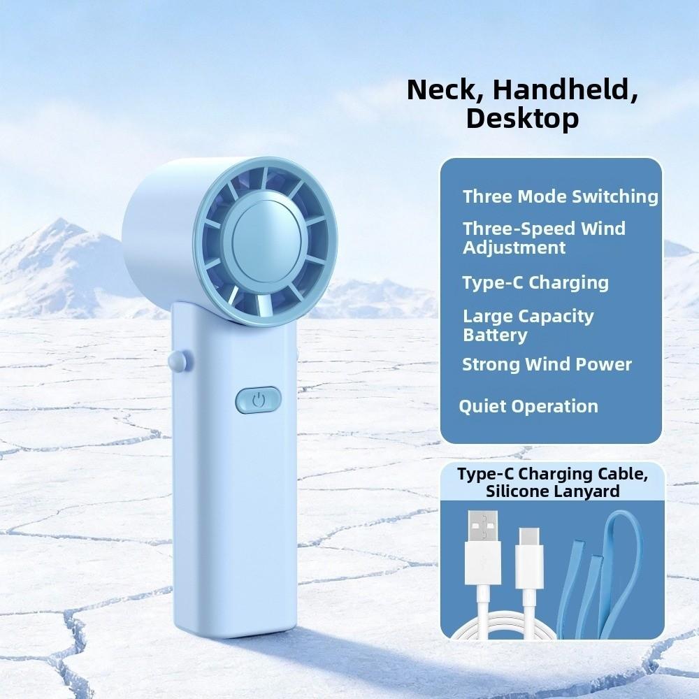 3 Gears Mini Handheld Fan USBRechargeable Cooling Fan Portable Pocket Neck Fan  Summer Essentials