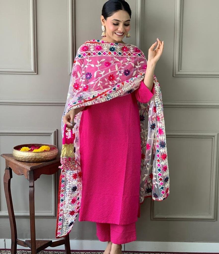 Indian Women Top Tunic Kurti Salwar Suit Designer Party Wear Kurta Pant Dupatta Set