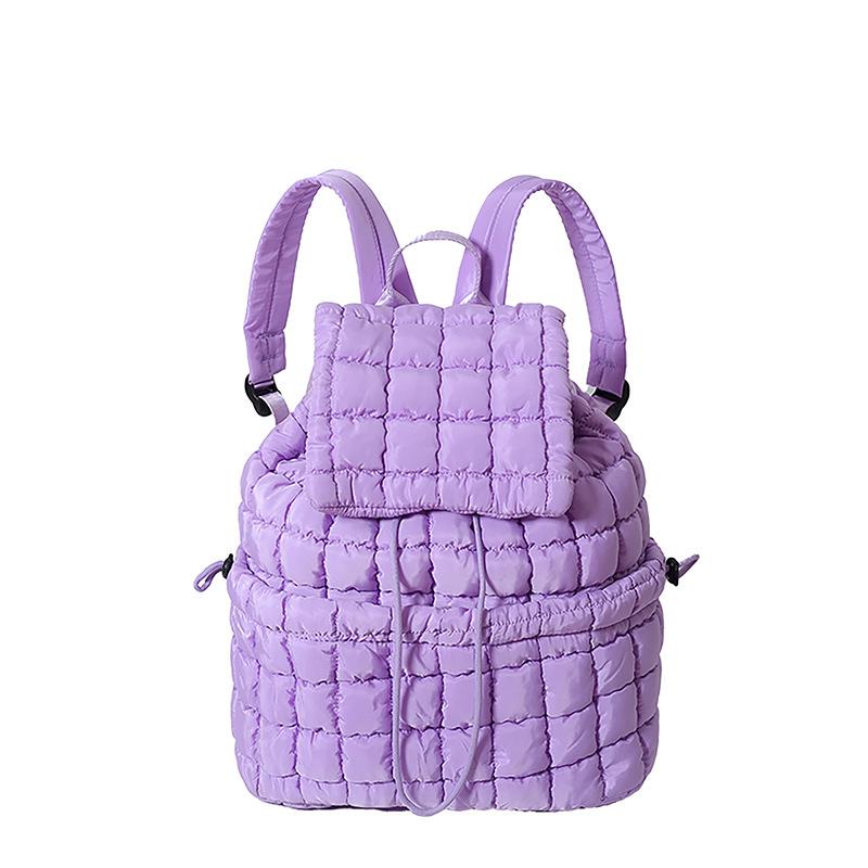 Schoolbag Down backpack Women's new cotton bag Fashion pleated cloud bag Commuter travel Large capacity backpack