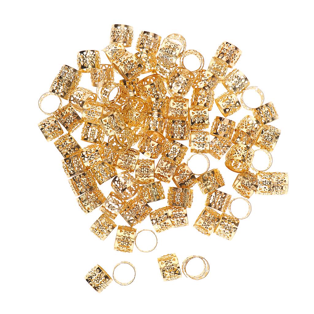 100 Stück Herz Metall Manschette Haarverlängerung Dekorationen Dreadlocks Perlen Silber