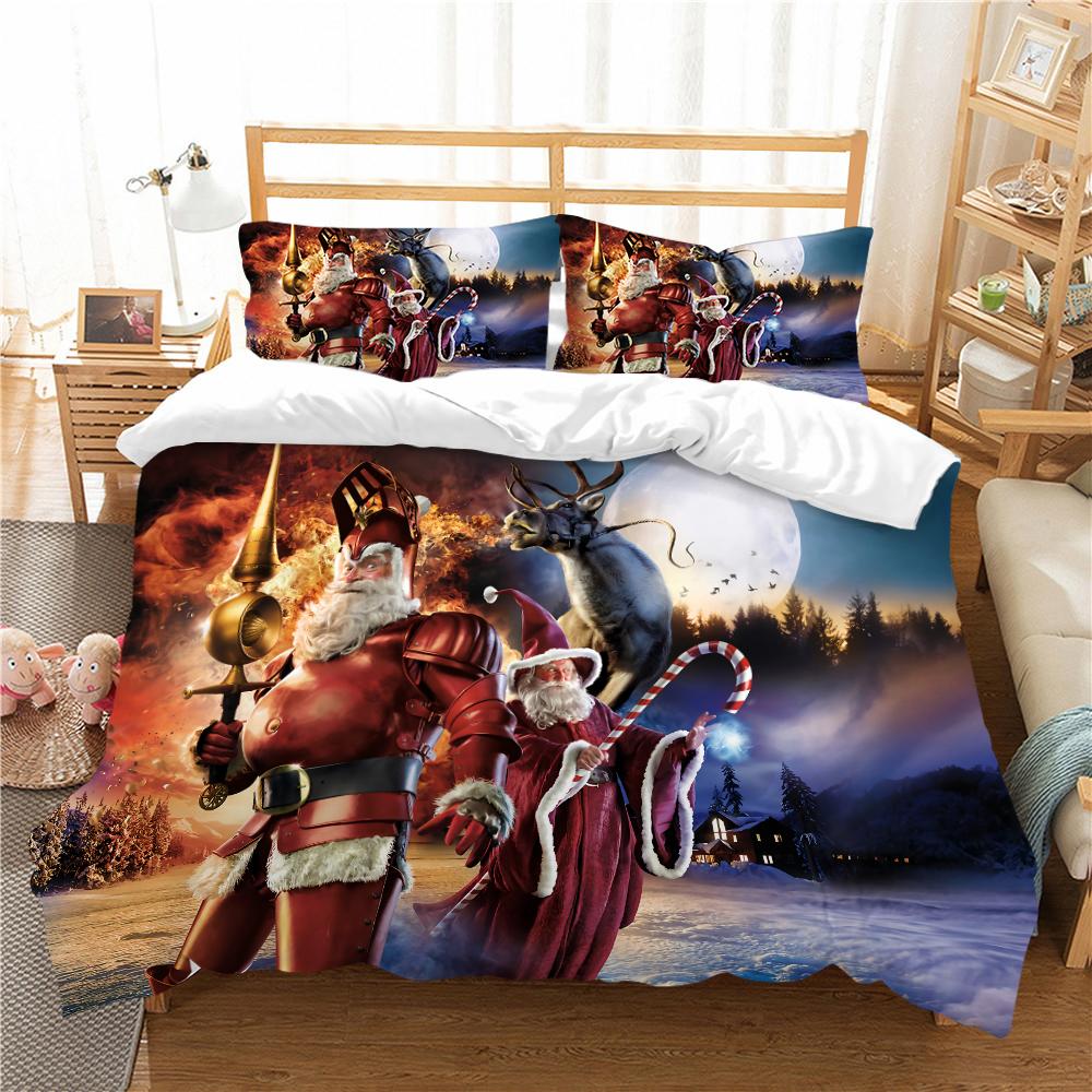 3D Christmas Bedding Set Christmas Gift Quilt Cover Pillow Case 2 or 3 AU/EU/DE/ES Full Size Soft Home Decoration