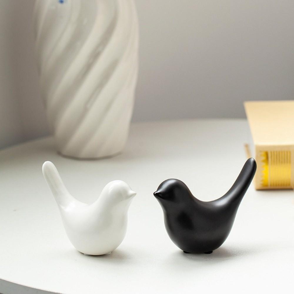 Black White Bird Sculpture Nordic Style Animal Statue Ornaments Bird Ceramic Figurines  Home Decor