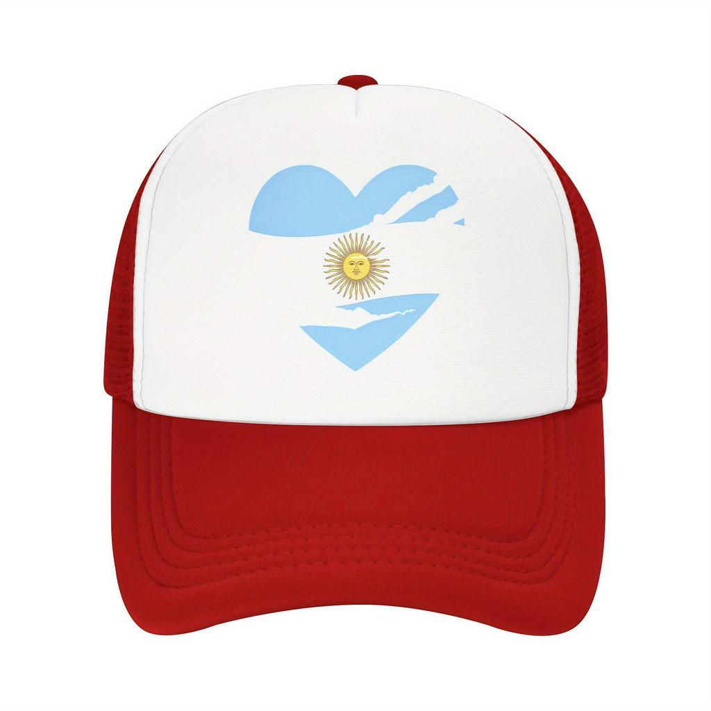 Argentina Heart Flag Sun Trucker Hat Lightweight Mesh Baseball Cap Adjustable Unisex Casual