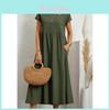Minimalist Cotton Linen Dress With Pockets For Spring Casual Wear