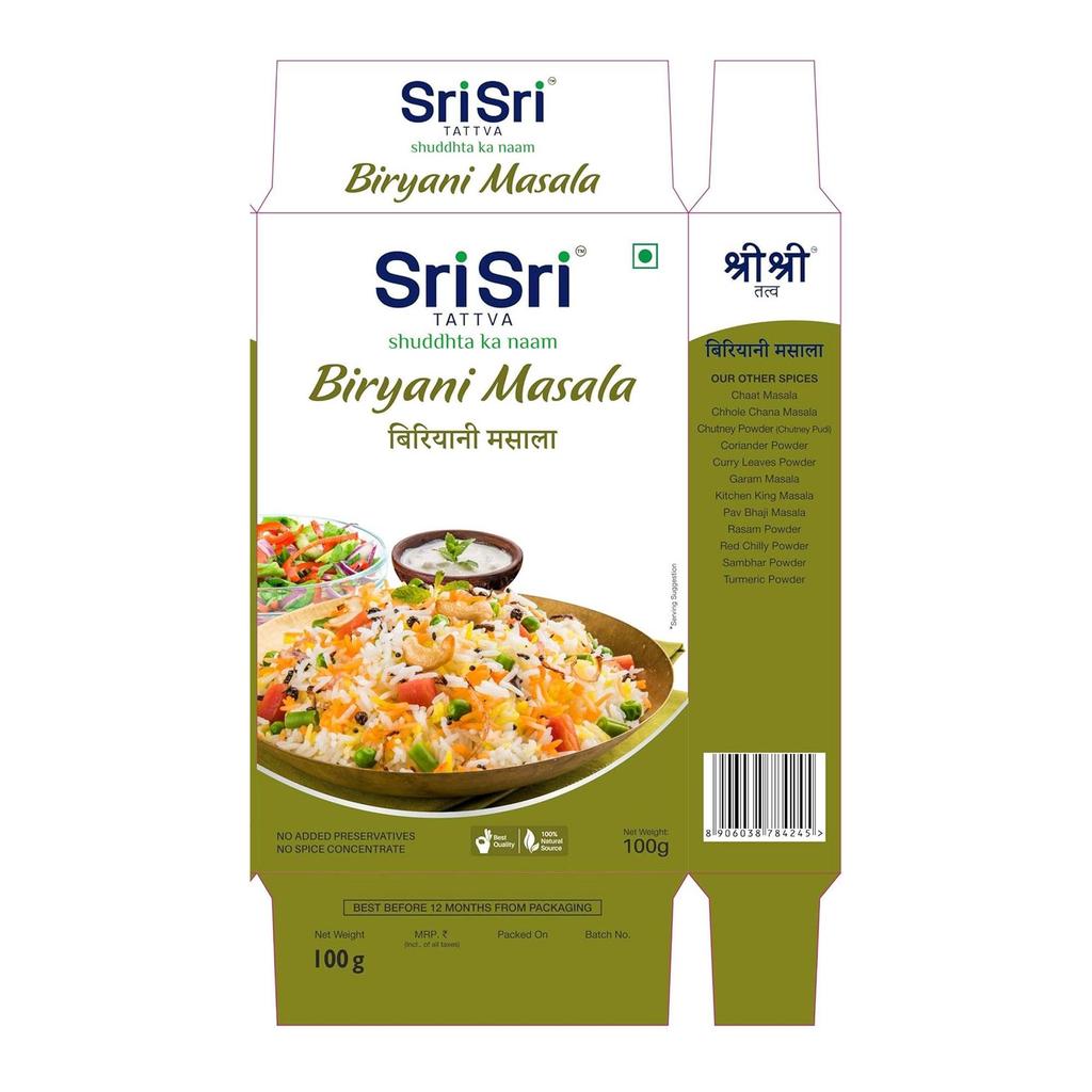 Sri Sri Tattva Biryani Masala Authentic Spice Blend For Rich Homemade Biryani Aroma And Taste Pack Of 2 X 100 g