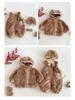 Children's Winter Deer Hooded Romper: 2025 Korean-Style Fleece-Lined Pants for Girls - Super Cute!