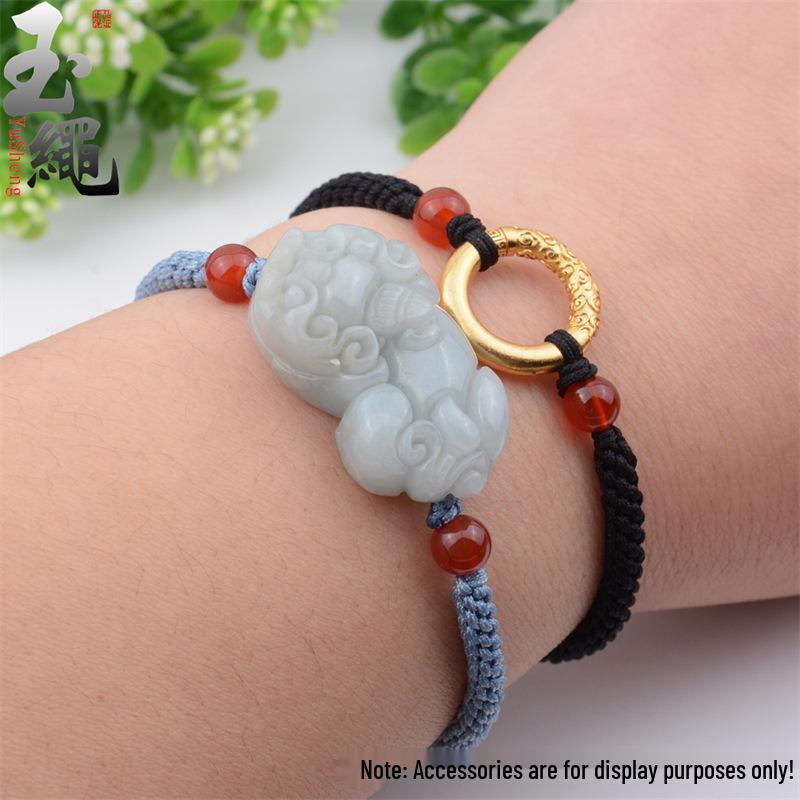 Pixiu Corn Knot Luck Bracelet with Safety Buckle and Beads DIY String Rope