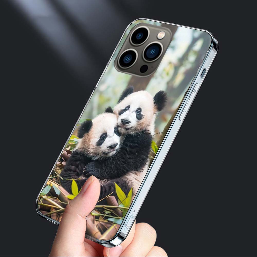 Panda Baby, Giant Panda Family Phone Case For Iphone 16E 15 Pro 14 Plus 17E 16 17 Pro Max Air 11 12 13 Mini Shockproof Capa C