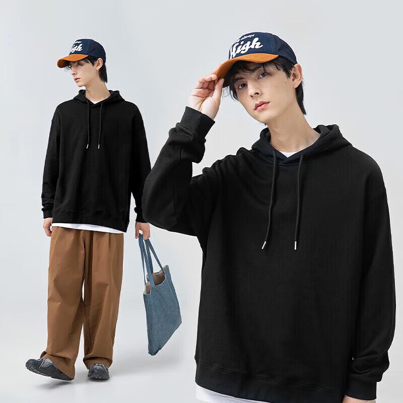 GENIOLAMODE Herren Locker Geschnittener Pullover Hoodie