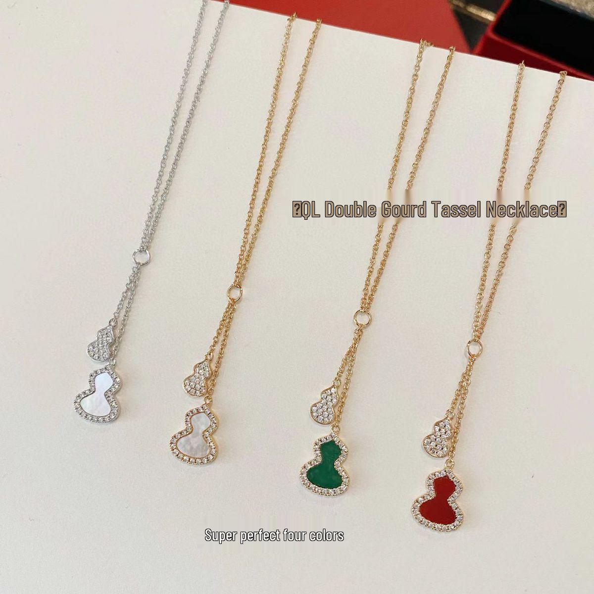 

Натуральное агатовое ожерелье с кисточкой-тыквой, с 18-каратными утолщенными гальванизированными подвесками-тыквами большого и малого размера в стиле «полный бриллиант» Rose Gold Red Tassel Necklace