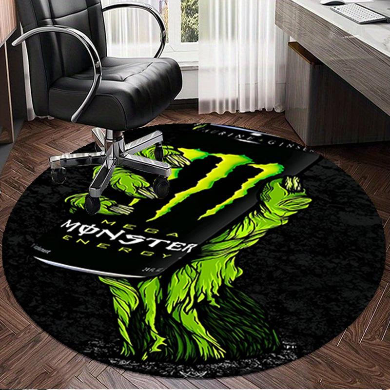 1 Stück Monster Energy Runder Teppich, Rutschfeste Stuhlmatte, Heimdekoration, Kreis-Teppich Perfekt für Büro, Schlafzimmer, Wohnzimmer, Weihnachtsgeschenk