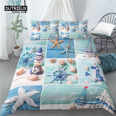 Home Living Luxury 3D Beach Theme Print 2/3Pcs Comfortable Duvet Cover PillowCase Bedding Sets Queen and King AU/EU/US Size