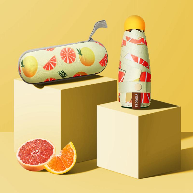 Cute Mini Five-Fold Umbrella Fruit Capsule Sun Womens Umbrella Sun Protection Uv Protection Sunshade Folding Sun Parasol