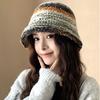 Colourful Knitted Bucket Hat Women Korea Autumn Winter Warm Dopamine Warm Fisherman's Hat Star Model Thickened