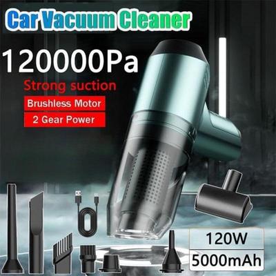 120000PA Powerful Wireless Car Vacuum Cleaner Mini Portable Handheld for Car and Home Appliance Strong Suction Cleaning Machine