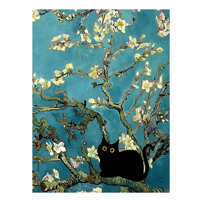 Van Gogh Black Cat Sunflowers Funny Art Matisse Monet Canvas Painting Posters And Prints Wall Pictures For Living Room Decor