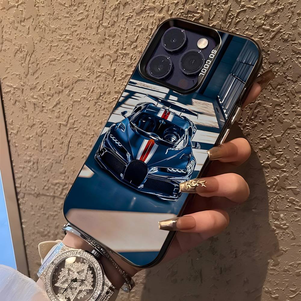 Auto B-Bugatti V-Veyron Custodia per Telefono Per iPhone 16,15,14,13,12,11,Pro,XS,Max,Plus,Mini,SE Nero Caramello Opaca Cover Antiurto