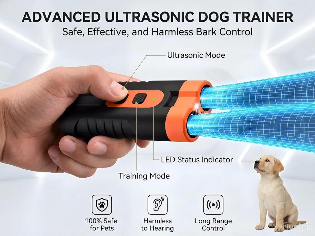Ltrasonic Bark Control Device - Portable Stop Barking Training Tool for Dogs, Safe and Effective Electronic Pet Trainer