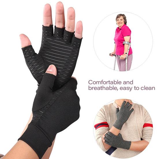 1 Pair Unisex Arthritis Pain Relief Recovery Half Finger Compression Gloves