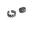 Sterling Stylish 925 Silver Adjustable Finger Ring For Women With Modern Checkered Pattern