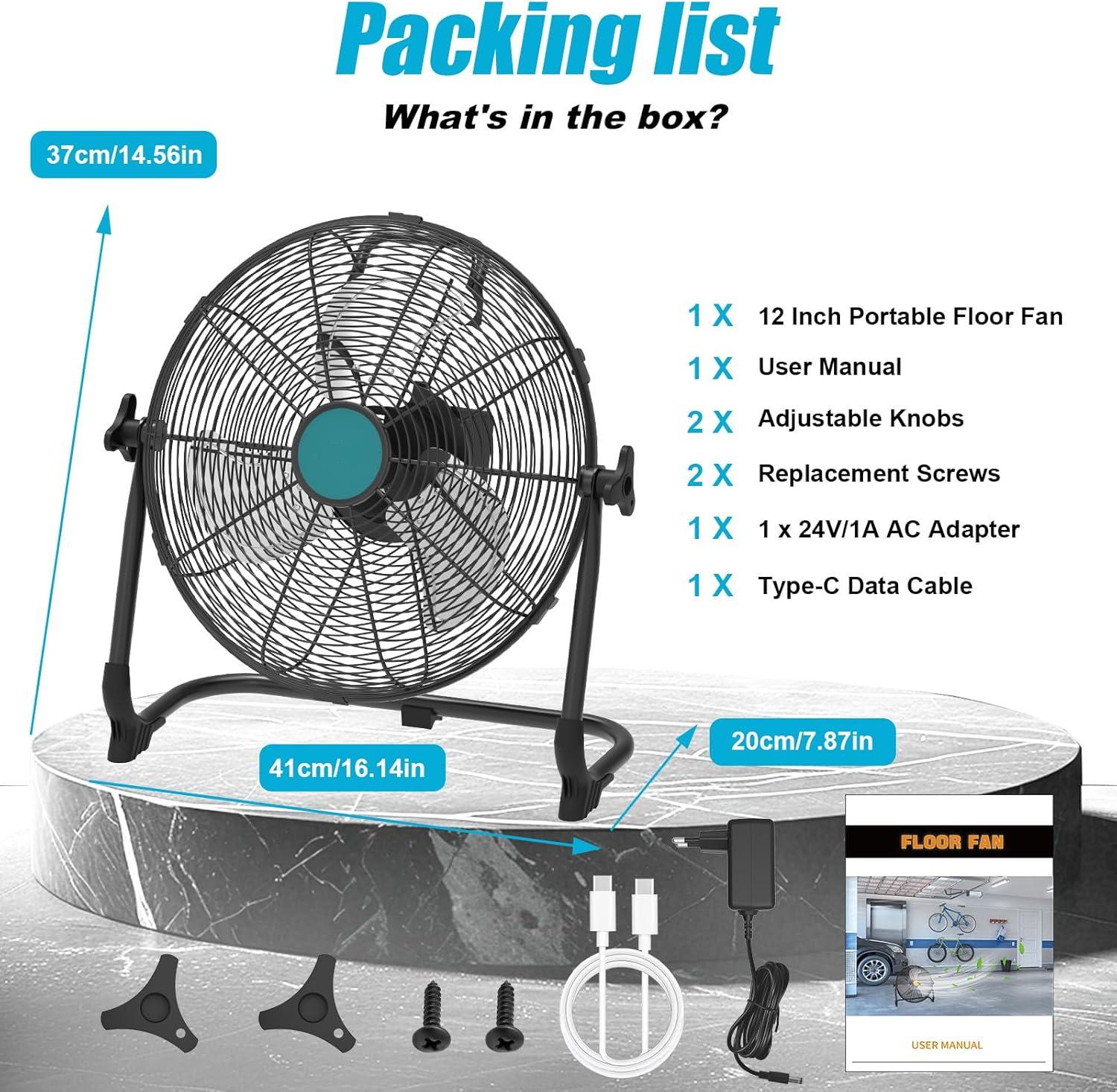 12/16 inch Battery Fan Compatible With