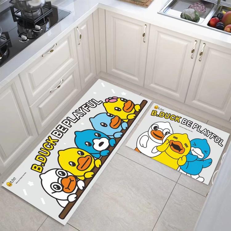 Cartoon Kitchen Floor Mat, Water-Absorbing And Oil-Absorbing Diatom Mud Floor Mat, Wear-Resistant And Dirt-Resistant L-Shaped Floor Mat, Anti-Skid Ma