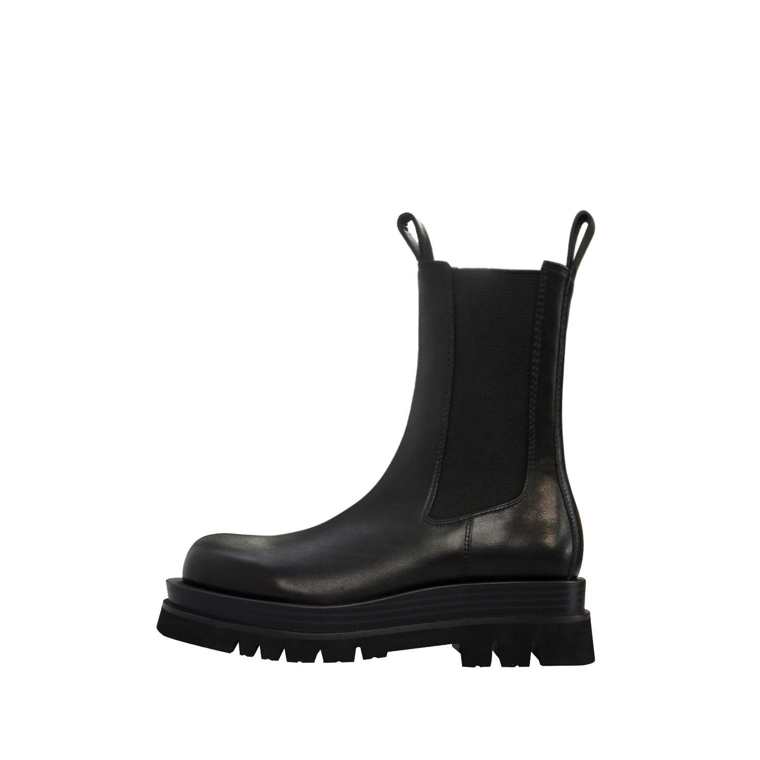 

Модные ботинки Мартин женские ботинки челси на платформе узкие и увеличивающие рост в британском стиле средней длины эластичные дымчатые ботинки 40