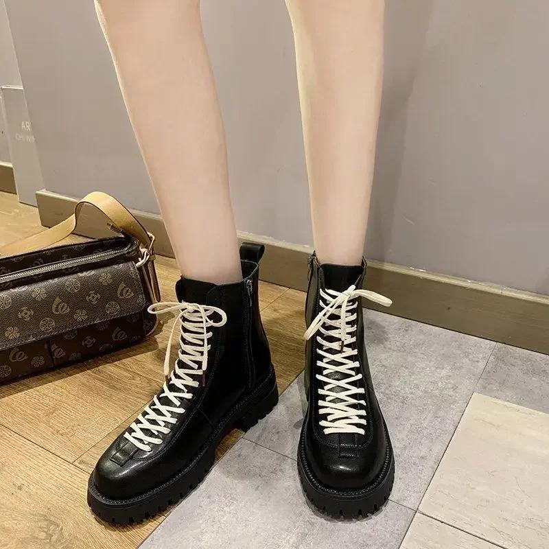 Fashion Booties Trend 2024 Ankle Boots for Women Black Platform Chunky Woman Short Shoes Large Size Warm Fashion Sale Footwear Pu Winter