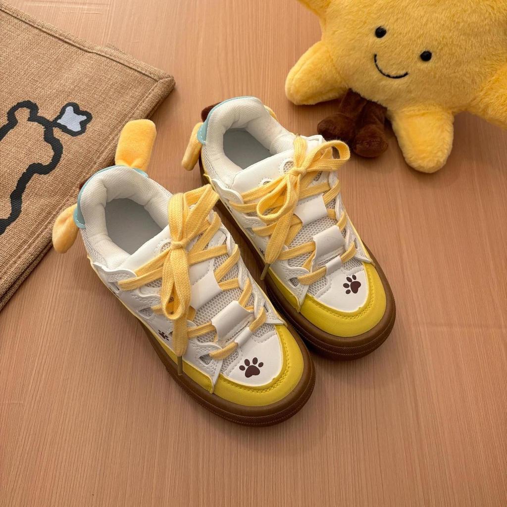 Pompompurin Custard Sneaker mit dicker Sohle: 2025 Nischendesign Vielseitige Damen-Freizeitschuhe