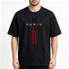 Paris City Text Print Tshirt For Unisex Simple Versatile Summer Vertical Line Graphic Black White Casual Short Sleeve Tee