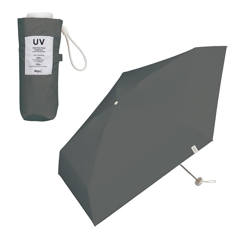 

[2024]Wpc. Extremely small parasol baby parasol Gray (100% light blocking rate, 100% UV protection rate, UPF50+, for both sun and rain) folding