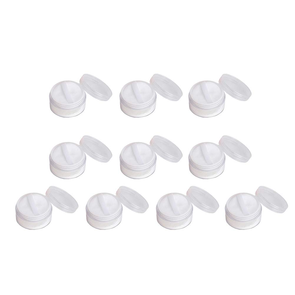 

BESTOYARD 20 г Пудреница с маленьким разделительным контейнером с внутренним портативным сменным блоком 10 штук пуховок, стоппер, прозрачный, контейнер, белый