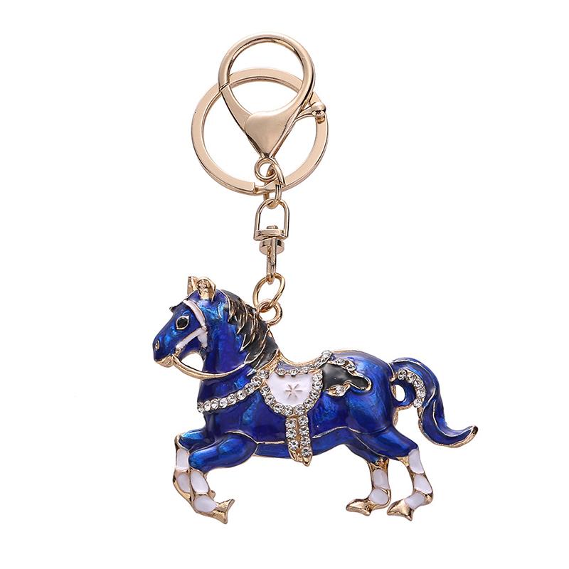 1PC Cute Souvenirs Brightly Convenient Zinc Alloy Backpacks Horse Keychain Practicality Rhinestone Gift Decorative Handbags
