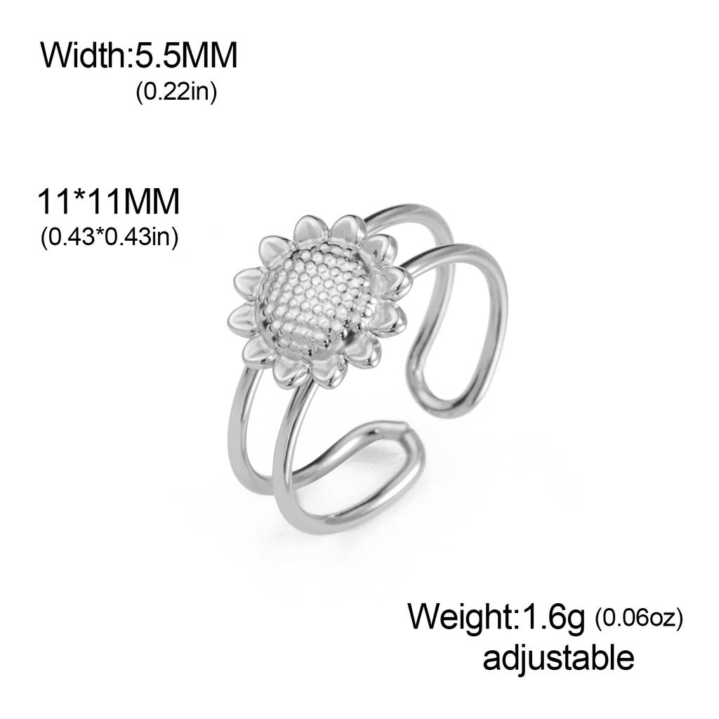 Stainless Steel Gold Flower Ring Women Bohemian Open Rings Aesthetic Jewelry Wedding Gift
