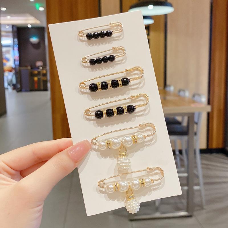 Detachable Pearl Brooch Pins Fastener Pants Pin Decoration Button Clips Sewing-Free Buckles for Jeans Waist Extender Safety Pins