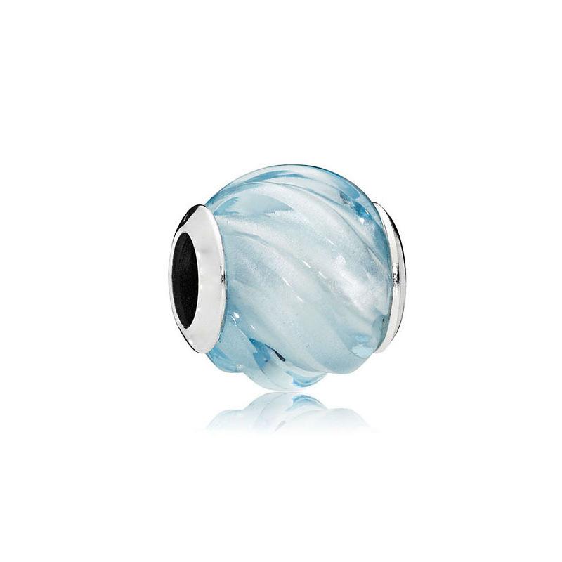 2024 New 925 Sterling Silver Plated Luminous Glass Charm Bule Merano Rainbow Bead Fit Original Diy Bracelet Jewelry Clip