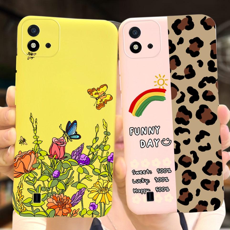 Für Hülle Realme C11 2021 RMX3231 Case Schale Kuh Leopardenmuster Farbblock Gehäuse Tasche Auf RealmeC11 C 11 2021 Fundas Coques Weich