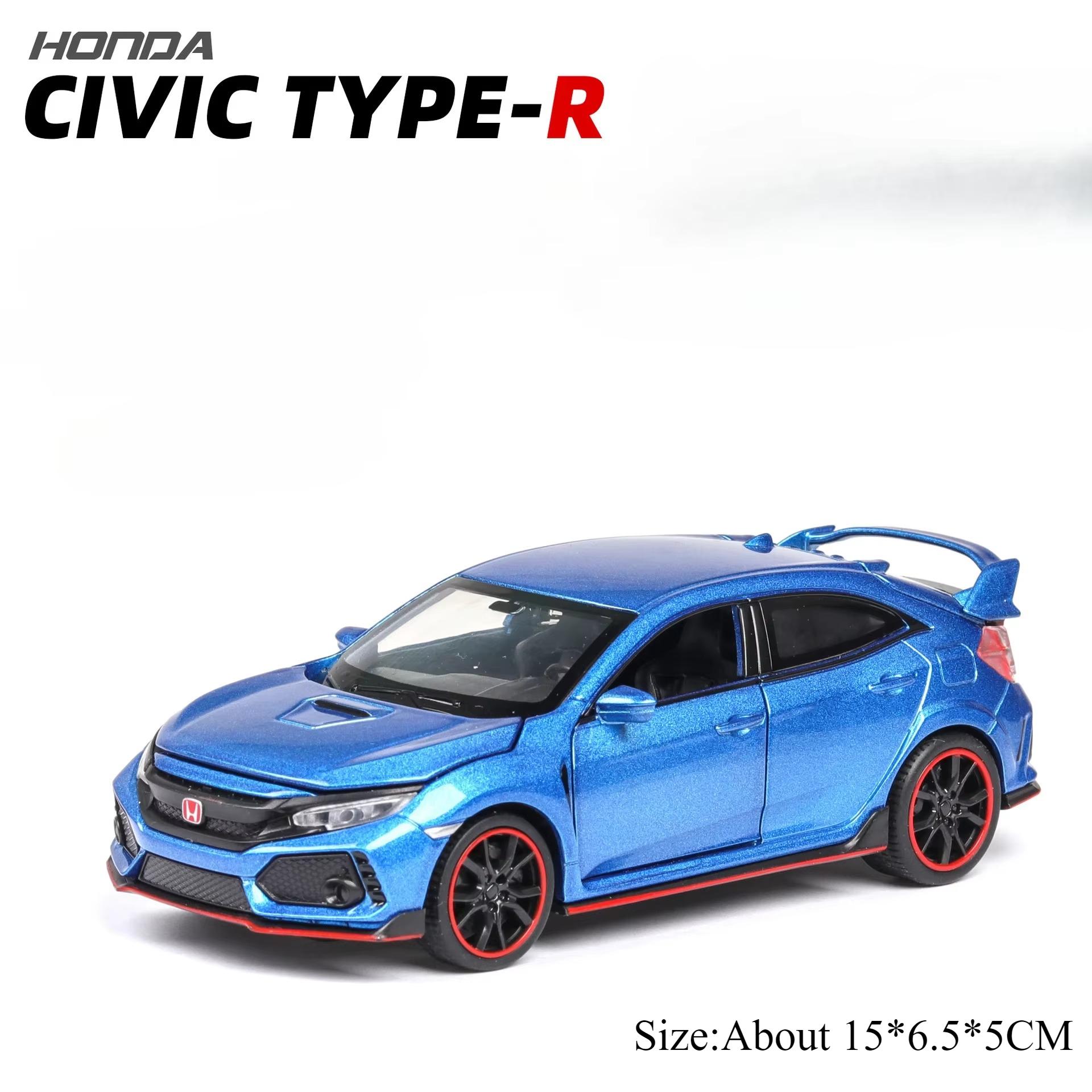 

1:32 Моделі Honda Accord Civic Type-r Литий під тиском сплав Іграшки-машинки Звук Світло Відтягування Відкриваються Двері Транспортні засоби Дитячий Подарунок на День народження