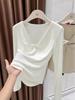 Elegant Women's Slim-Fit French V-Neck Long-Sleeve Knitted Top - Spring Design