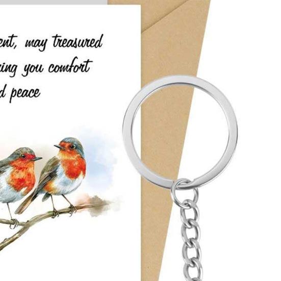 Keychain Pendant Heart Bird Charm Stainless Steel Key Chain with Heartwarming Engraving Comfort Token Keyring Backpacks Wallets