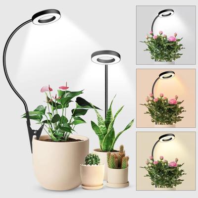Lumini de creștere cu LED-uri cu clips pentru plante de interior 6500K spectru complet, două opțiuni de instalare 3 culori cu temporizator de 3/6/12 ore 5 luminozitate