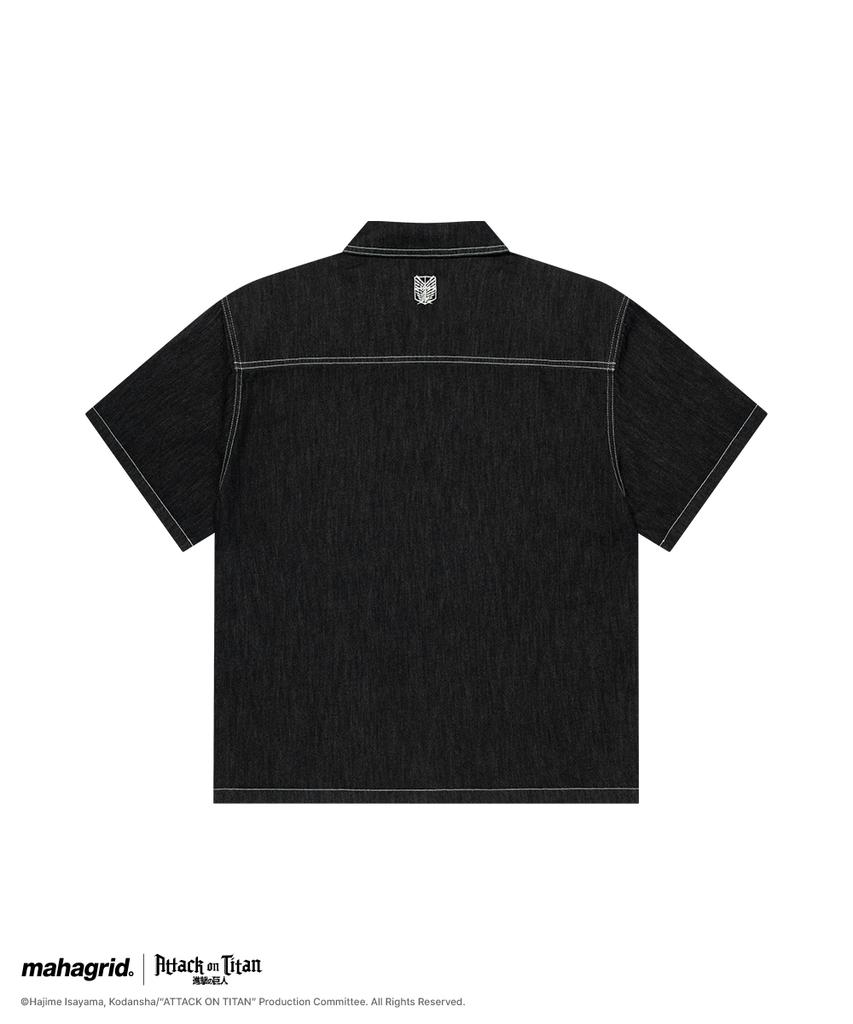 MAHAGRID [Attack On Titan] Sasageyo Denim Half Shirt Black(Mg2Gmmw342T)