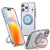 KEYSION Shockproof Matte Transparent Case for MagSafe for iPhone 17 Pro Max 360° Rotating Magnetic Ring Stand Phone Back Cover