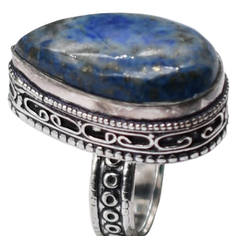 Sodalite Natural Gemstone Ethnic Antique Design Ring US Size-6.5 A191