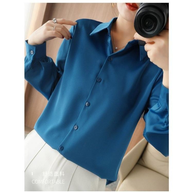 Luxury Long-sleeved Silk Blouse for Women Top for Layering or Dressing Up