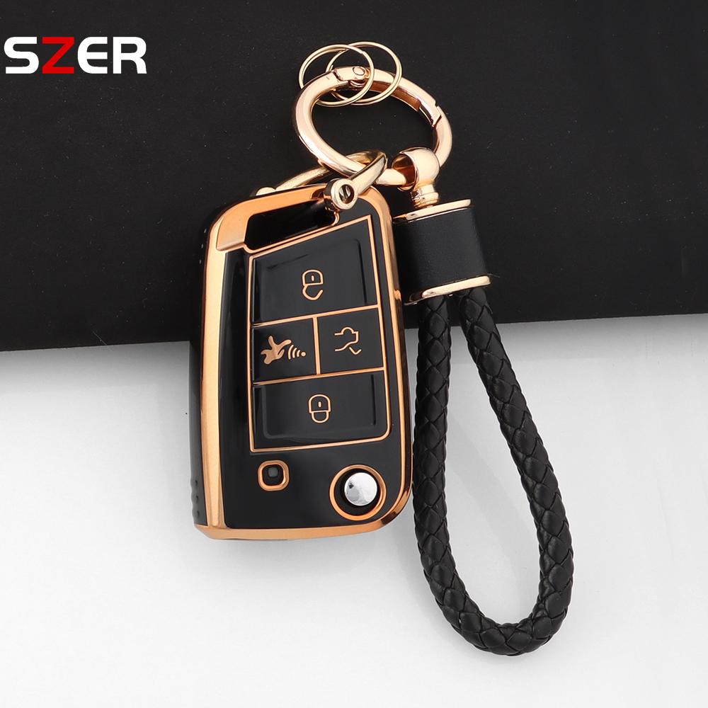 4 Buttons Tpu Car Key Case Cover Shell Fob For Volkswagen Vw Golf 7 Alltrack Mk7 Tiguan Seat Ateca Leon Ibiza Skoda Octavia